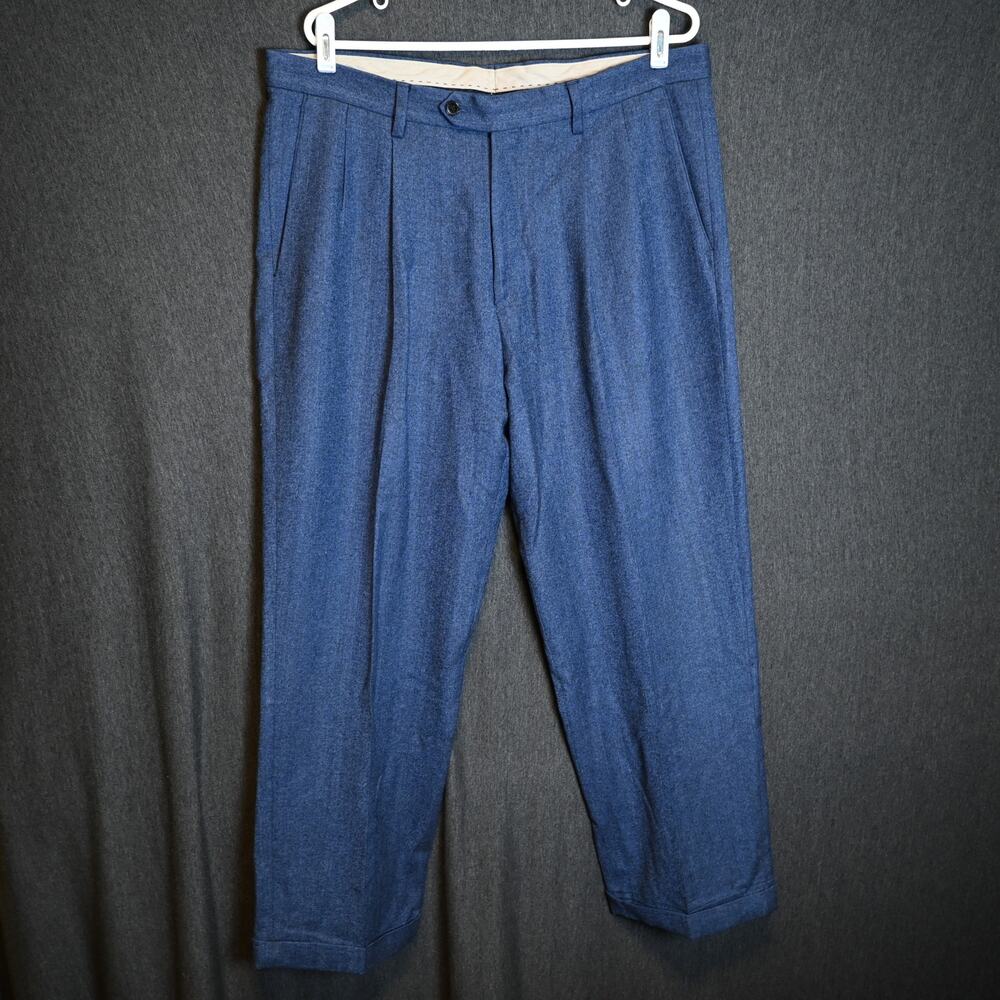 Paul Fredrick Men's 37 (36x29 actual) 100% Wool Classic Fit Pleated Trousers
